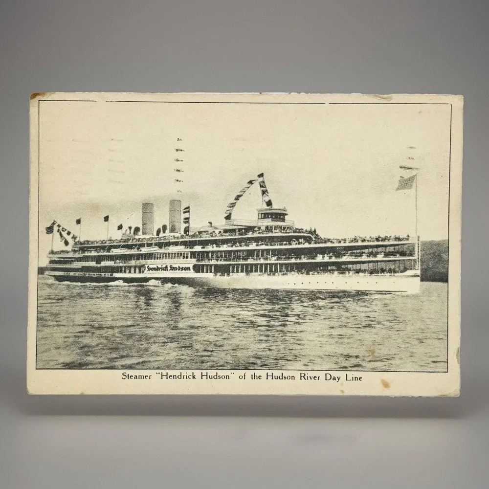 Vintage 1940 Postcard Steamer Hendrick Hudson River Day Line Ship Boat NY Pough
